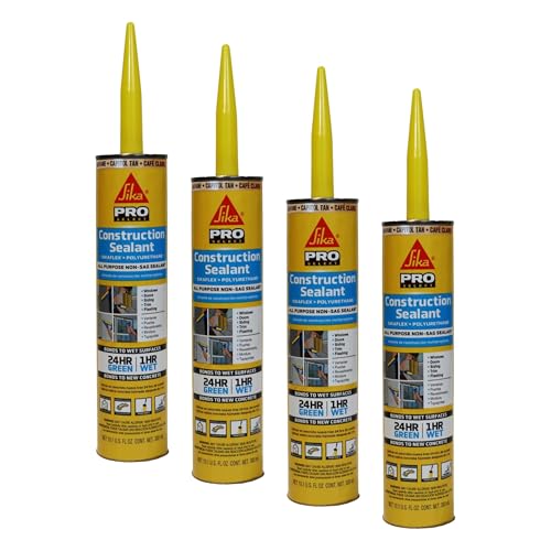 SIKA Sikaflex Construction Sealant - White, All-Purpose Polyurethane for Joints 1/2" or Smaller - 10.1 fl. oz - Weatherproof, High Elasticity, Paintable, Strong Adhesion