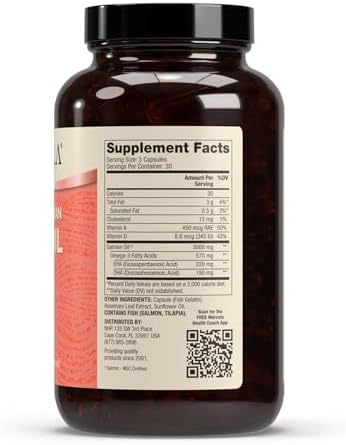 Dr. Mercola Salmon Oil - Omega-3 Support - Wild Caught Alaskan Sockeye - Minimally Processed - MSC Certified - 3000 mg - Non-GMO - 90 Capsules