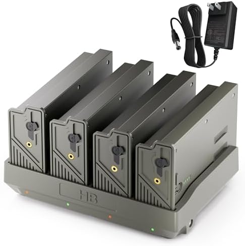 4-Pack Rechargeable Battery & Charging Station for Tactacam Reveal | Lipo Lithium, 4‑port charging, LED power meter, solar ready