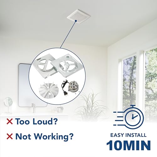 Broan-NuTone RE70BN 70 CFM Bathroom Exhaust Fan Replacement Motor Kit, Easy DIY Replacement Motor Kit for 70 CFM and 50 CFM Bath Fans, White