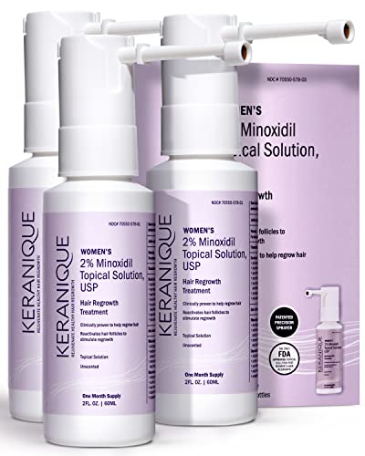 Keranique Hair Regrowth Treatment for Women - 2% Minoxidil for Hair Growth & Thickening - Topical Solution Scalp Treatment for Hair Loss & Thinning w/ Precision Spray Applicator - 2 Fl Oz