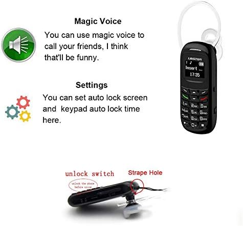 Mini Small Mobil Cell Phone L8star BM70 Bluetooth Handset 0.66 inch Unlocked Bluetooth Earphone Dialer Support SIM Card(Black)