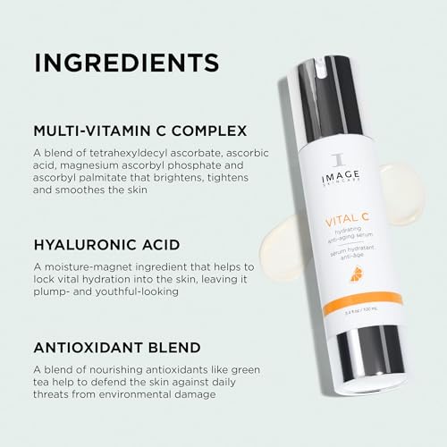 IMAGE Skincare, VITAL C Hydrating Face Serum, with Vitamin C and Hyaluronic Acid, to Brighten, Tone and Smooth Appearance of Wrinkle