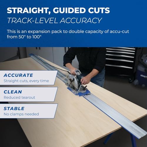 Kreg KMA2750 Accu-Cut Expansion Pack - For Circular Saw Track - Adds 50" Cutting Length - Compatible with Accu-Cut (KMA2700) - Track Guide Rail