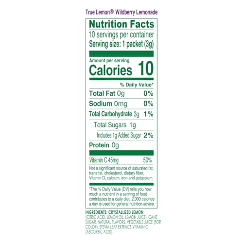 True Lemon Wildberry Lemonade Water Enhancer Drink Mix (12 Pack of 10 Count Boxes), Low Calorie Drink Mix Packets for Water