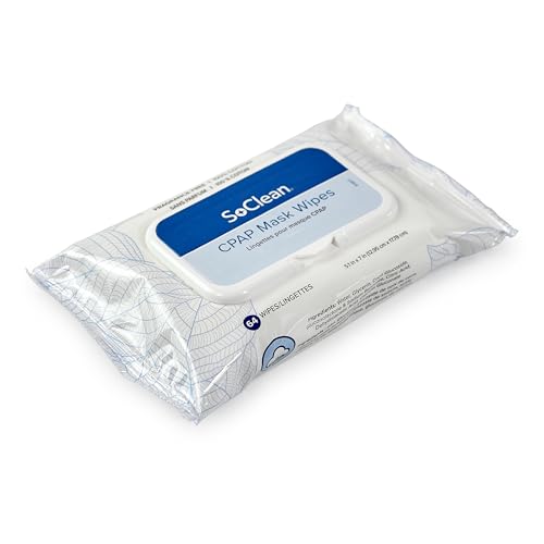 SoClean CPAP Mask Wipes | 64-Wipe Pack | Perfect for Daily Cleaning | For daily cleaning of CPAP masks & hoses. 100% cotton. Free of alcohol