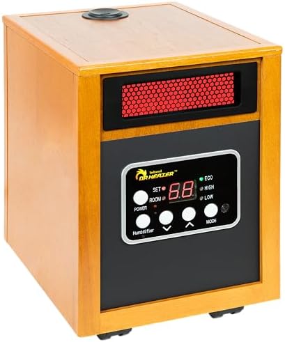 Dr. Infrared Heater DR-968H Indoor Portable Space Heater with Humidifier, 1500-Watt, Cherry