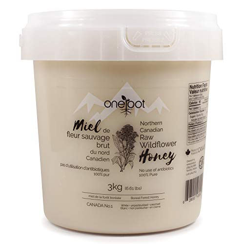 Oneroot 100% Canadian Wildflower Honey - 1.1 lbs, Unheated & Creamed - Nutrient-Rich, Natural Sweetener with Enzymes - Thick & Pure Raw Unfiltered Honey