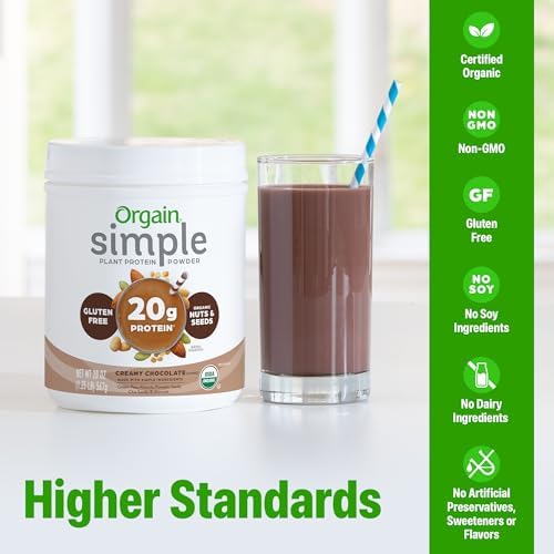 Orgain Organic Simple 20g Vegan Protein Powder, Chocolate, 1.25lb