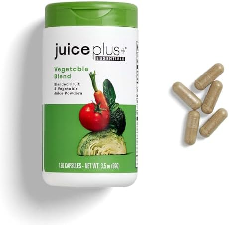 JuicePlus+ Fruit & Vegetable Blend, 2 Bottles (60+60 Servings) | Made from 20 whole fruits & vegetables — peels, leaves, seeds included — convenient daily fruit and veggie blend