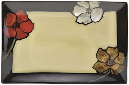 Pfaltzgraff Painted Poppies Rectangular Serving Platter, 14-Inch-by-9-Inch