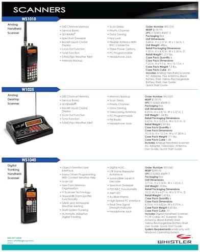 Whistler WS1025 Analog Desktop Scanner – Programmable Police/Fire/Weather Radio with 200 Channels and Backlit LCD Display – Easy-to-Use Base