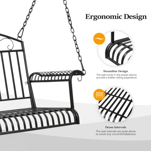 VINGLI Heavy Duty Metal Porch Swing, 660 LBS Outdoor Swing Bench, Curved