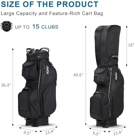 KVV Top-Moded Organizer Cart Bag, Premium Silent Golf Bag with Dual Handles, 14 Club Locking Slots for Men