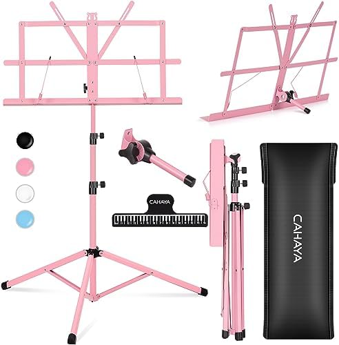 CAHAYA Sheet Music Stand Portable Folding Dual Use Desktop Book Holder