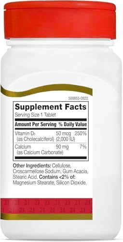 21st Century Vitamin D3 2000 IU Tablets, Bone & Immune, 110 Count | Vitamin D3 2000 IU Tablets, Bone Health & Immune System Support & Calcium Absorption, No Artificial Colors or Preservatives