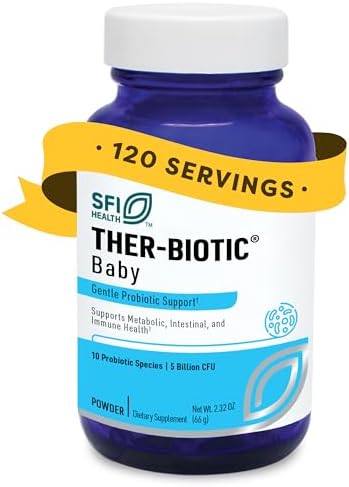 Klaire Labs SFI Health Ther-Biotic Baby Probiotic Powder, 2 oz | Supports Developing Microbiomes & Infant Development, 5 Billion CFU + 10 Strains for Digestive Health and Immune Support