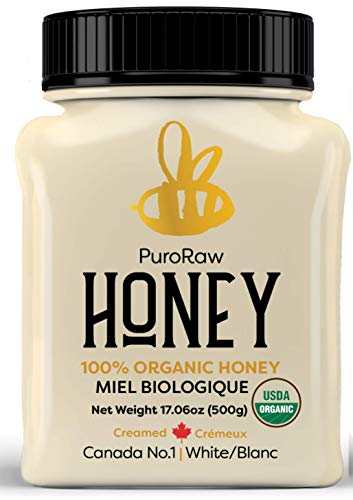 Organic Raw Honey, Pure Unfiltered Raw White Honey from the Canadian Prairies by PuroRaw, Kosher, 17.5oz