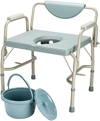 Mefeir 550 lbs Heavy Duty Drop Arm Medical Bedside Commode Chair, Homecare Toilet Seat with Safety Steel Frame, 6 Quart Capacity Pail