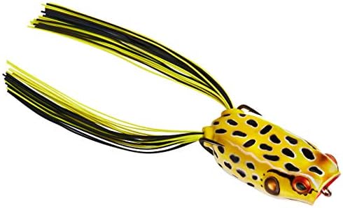 BOOYAH Poppin' Pad Crasher Topwater Bass Fishing Hollow Body Frog Lure with Weedless Hooks