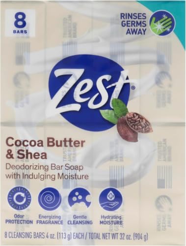 Zest Bar Soap - 8 Bars - Enriched With Cocoa Butter And Shea for Ultra Moisturizing Cleansing - Leaves Your Body Feeling Silky Smooth And Deeply Moisturized | Enriched With Cocoa Butter And Shea, Ultra Moisturizing Cleansing, Leaves Your Body Feeling Sil…