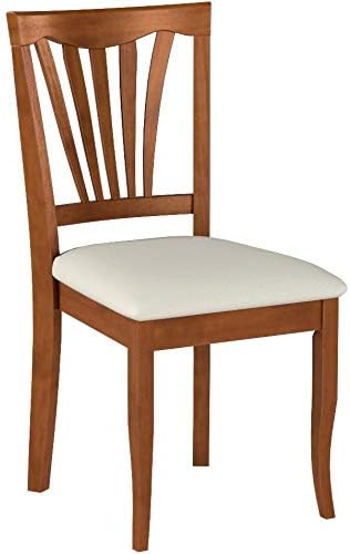 East West Furniture AVC-SBR-LC Avon Dining Chairs - Faux Leather Upholstered Wood Chairs, Set of 2, Saddle Brown