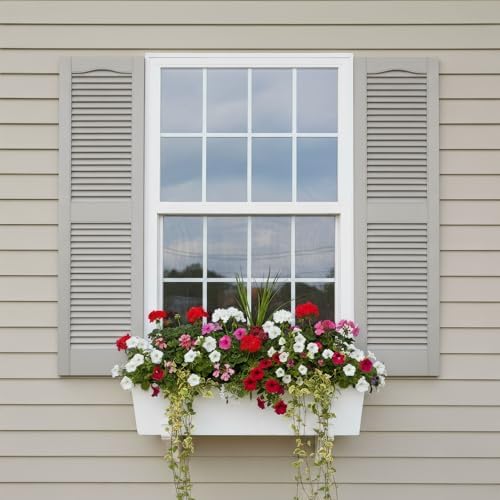 14 1/2"W x 60"H EverColor Open Louver Exterior Vinyl Shutters, w/Installation Shutter-Lok's & Matching Screws (Per Pair), Black