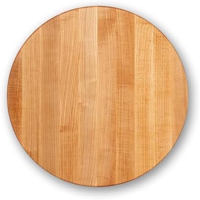 John Boos R-Board Series Round Wooden Maple Cutting Board 18”x18” – 1.5” Thick, 14-lb Reversible Butcher Block with Edge-Grain – Made in the USA