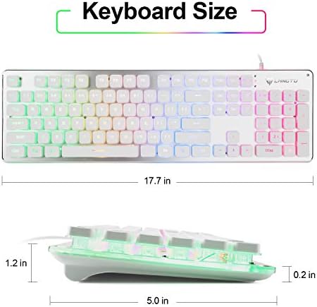 LANGTU Membrane Gaming Keyboard, Rainbow LED Backlit Quiet Keyboard for Office