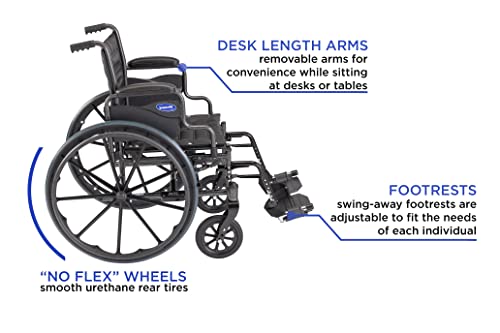 Invacare Tracer EX2 Wheelchair for Adults | Standard Folding | 16 Inch Seat | Footrests & Desk Arms