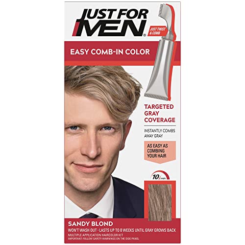JUST FOR MEN Easy Comb-In Color, No-Mix, Light Brown A-25 (1 Pack) | Easy Comb-In Color light brown patented no-mix formula instantly combs away gray. Targeted gray coverage. Easy application.
