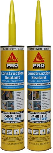 SIKA Sikaflex Construction Sealant - White, All-Purpose Polyurethane for Joints 1/2" or Smaller - 10.1 fl. oz - Weatherproof, High Elasticity, Paintable, Strong Adhesion