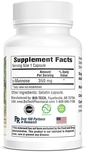 Bio-Tech Pharmacal D-Mannose, Supports Bladder and Urinary Tract Health (100 Count)