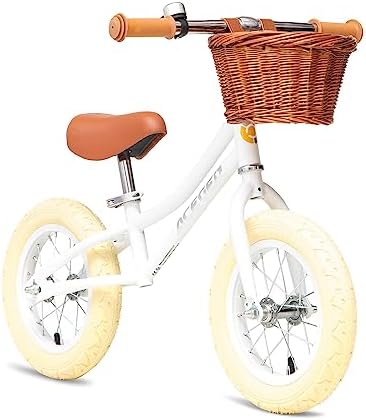ACEGER 12" Kids Balance Bike with Basket, No Pedal Toddler Bicycle for Early Learning Leg Strength and Steady Balancing