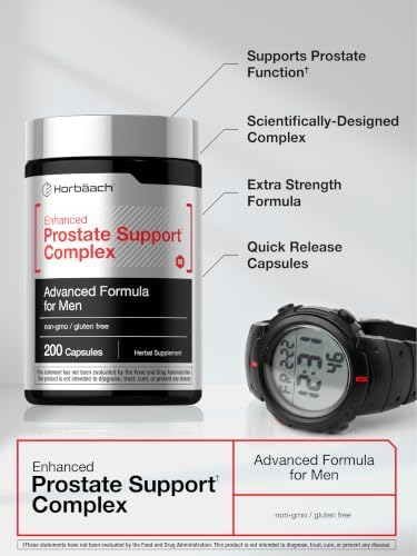 Horbaach Prostate Supplement for Men | 200 Capsules | Advanced Complex with Saw Palmetto, Pygeum, Stinging Nettle | Non-GMO and Gluten Free
