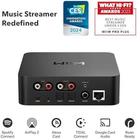 WiiM Pro Plus Music Streamer for Stereo Systems, Modernize Your Hi-Fi | Upgrade Your Stereo with Hi-Res Streaming, AirPlay 2, Spotify Connect