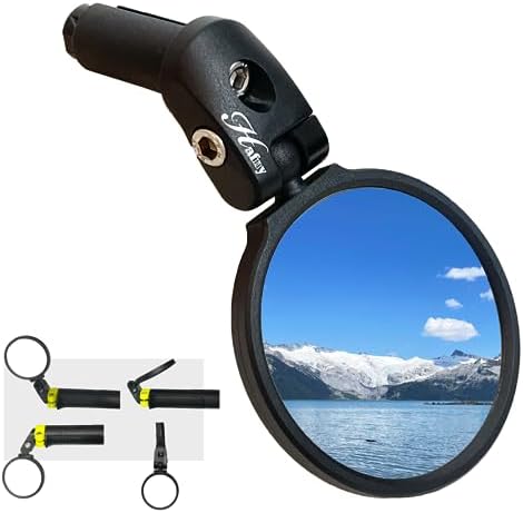 Hafny Bike Mirror, Bike Bar End Mirror, Unbreakable Stainless Steel Lens, Safe Adjustable Rearview Mirror, Cycle, E-bike, HF-MR083/HF-M851-FR03 (Black 62mm Dia)