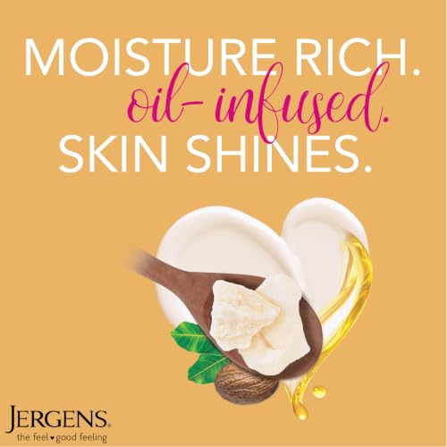 Jergens Shea Butter Body Lotion, Deep Moisturizer for Dry Skin, 16.8 fl oz | Enriching Hand and Body Lotion, Vitamin E, Extremely Dry Skin Relief, 2.5X More Radiant Skin, Deep Conditioning