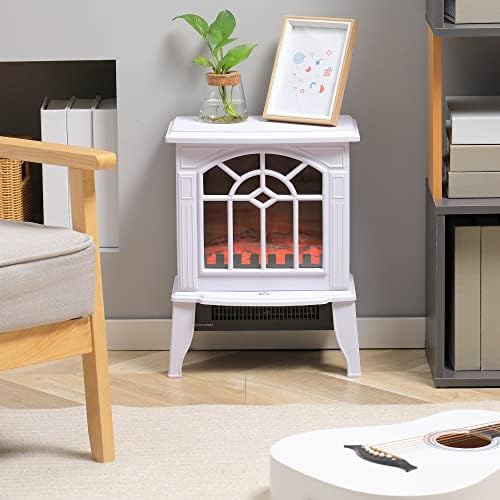 HOMCOM Electric Fireplace Stove 18" Freestanding Fireplace Heater Black | Realistic Flame, Overheating Protection, Portable, 750W/1500W