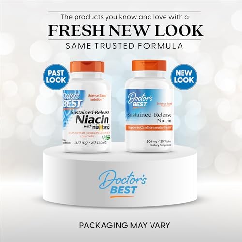 Doctor's Best Niacin 500 mg Extended Release Supplement for Men & Women - Minimizes Skin Flush, Niacin as Nicotinic Acid 500mg