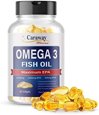 Omega 3 Fish Oil 2, 000mg- Pharmaceutical Grade. 1000mg EPA 500mg DHA. Burpless Capsules with No Fishy Aftertaste. All Natural, Organic, Non GMO