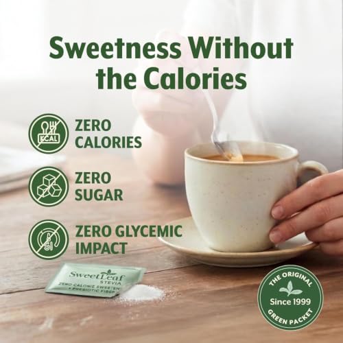 SweetLeaf Stevia Powder Sweetener, Sugar Free - 70 Packets (2 Pack) | Zero Calorie Sweetener No Erythritol, Stevia Leaf Extract, Natural Sugar Substitute for Coffee & Baking, Prebiotic Fiber
