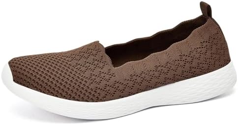 poemlady Women's Walking Shoes Slip On Knit Mesh Loafers Round Toe Flat