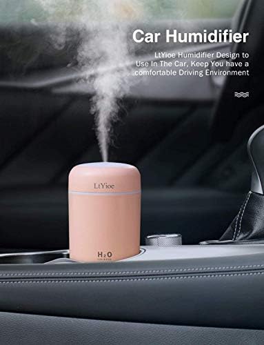 LtYioe Colorful Cool Mini Humidifier, USB Personal Desktop Humidifier for Car, Office Room, Bedroom, etc. Auto Shut-Off, 2 Mist Modes