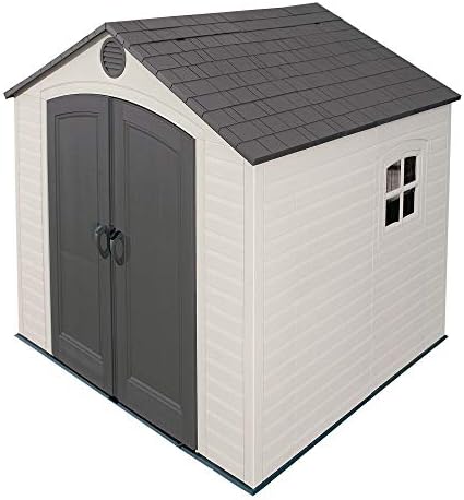 LIFETIME 6411 Outdoor Storage Shed with Window, 8 by 7.5 Feet,Putty/Brown