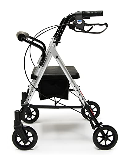 Lumex Set n' Go Rollator, Height-Adjustable, Rolling Walkers for Seniors with Seat, Silver
