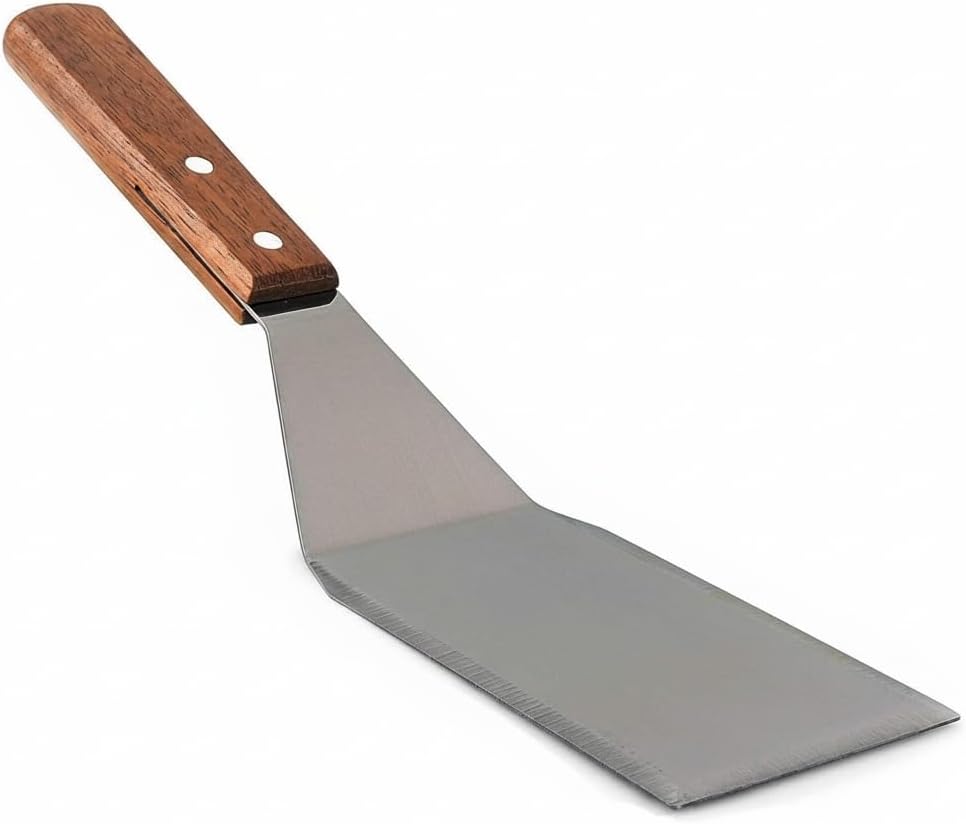 Homi styles Cookie/Brownie Spatula Small Metal Spatula With Merbau Wooden Handle | Heavy Duty Stainless Steel Flipper With Beveled Edges | Small