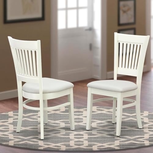 East West Furniture VAC-OAK-C Vancouver Dining Chairs - Linen Fabric Upholstered Wood Chairs, Set of 2, Oak
