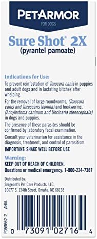 PetArmor Sure Shot Liquid Dewormer Dogs, Roundworms/Hookworms, 2oz | Ideal for Dogs & Puppies 2 Weeks+; Removes 2 Roundworms & 2 Hookworms; vet-quality formula; Precise Liquid Dosing