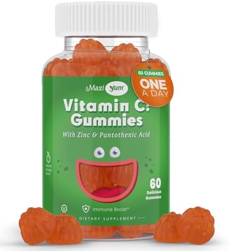 Maxi Health Vitamin C Gummies with Zinc – Vitamin C and Zinc Gummies for Kids & Adults – Immune Support + Respiratory Support – No Artificial